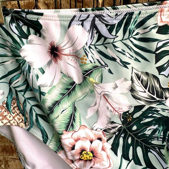 Bikini Bottoms 3XL New Full Coverage Wide High Leg Stretch Waist Floral … - Picture 2 of 14
